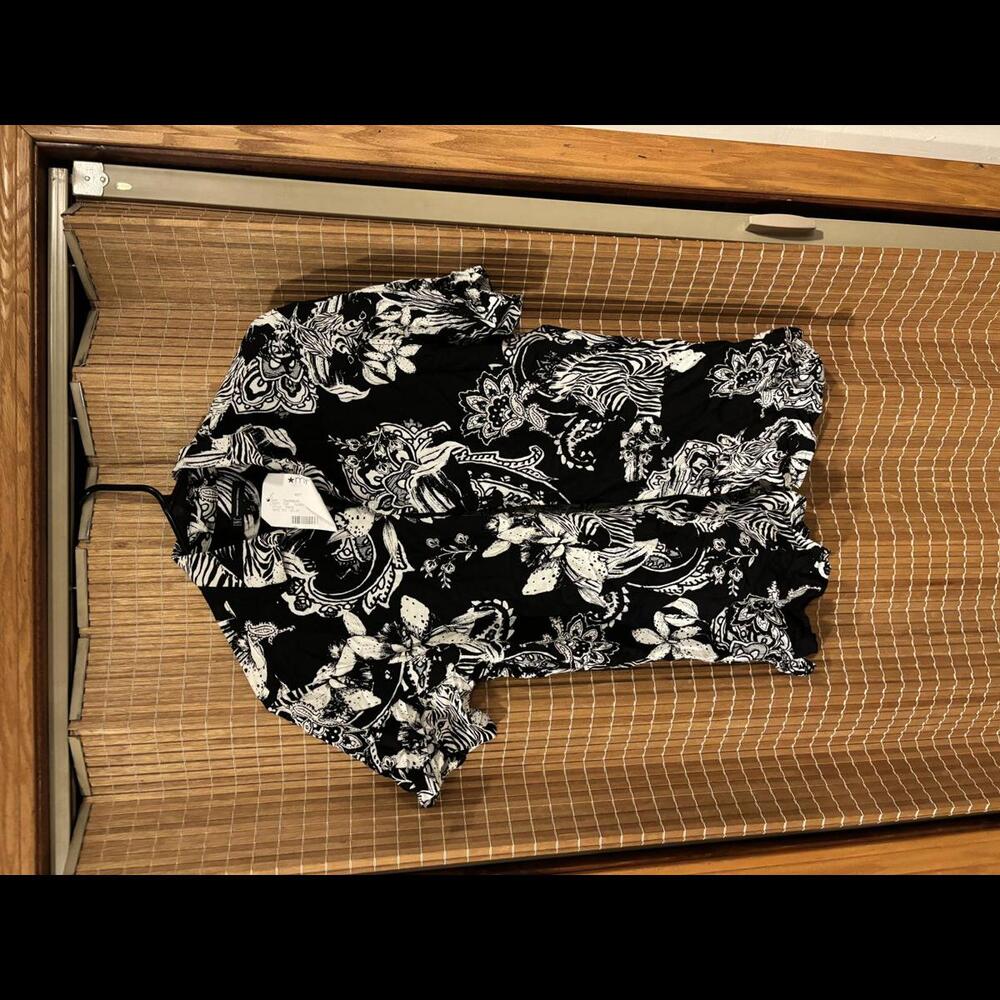 Men's Black & White Floral Short Sleeve Shirt - INC International Concepts